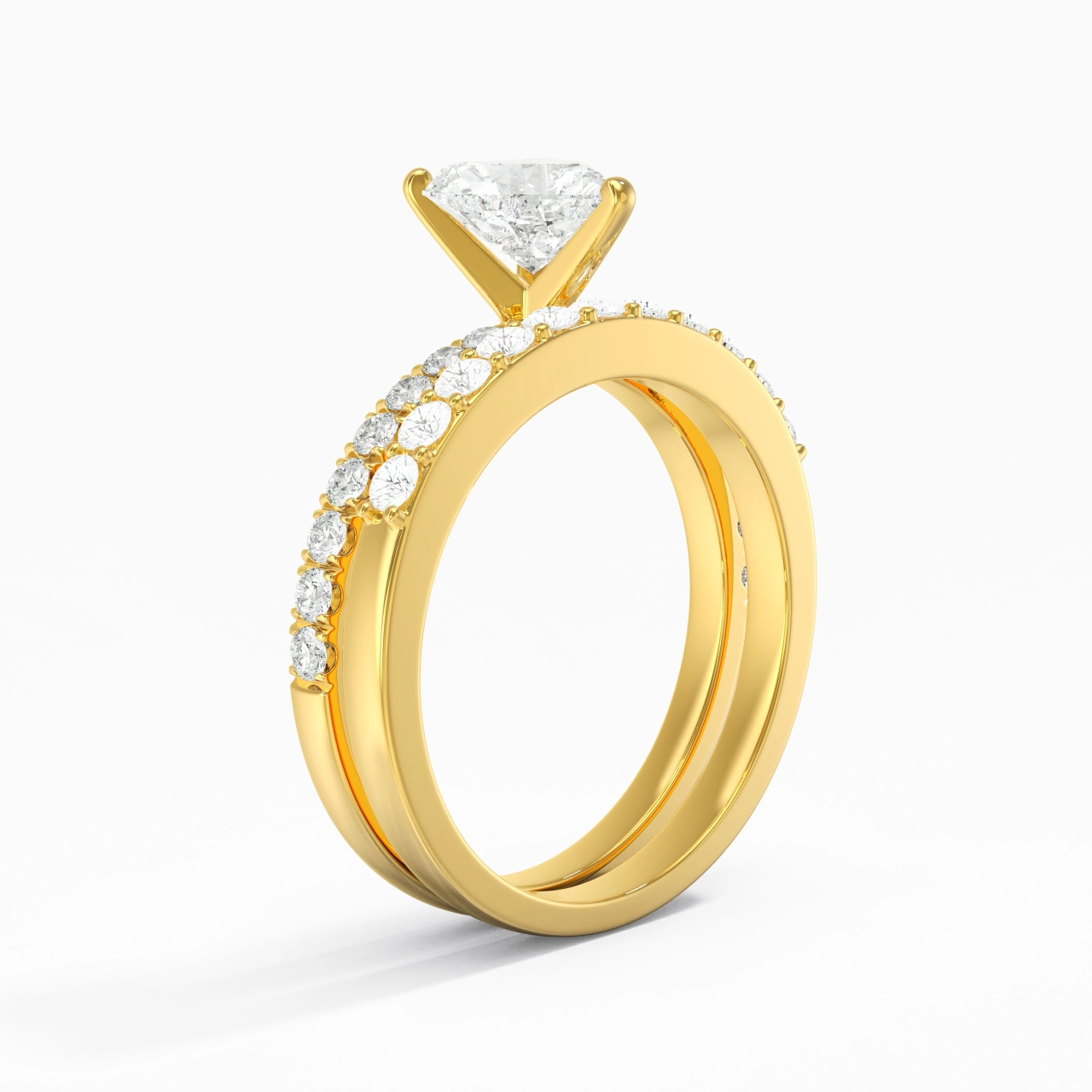 1.00ct Moissanite Wedding Ring Set 18K Gold