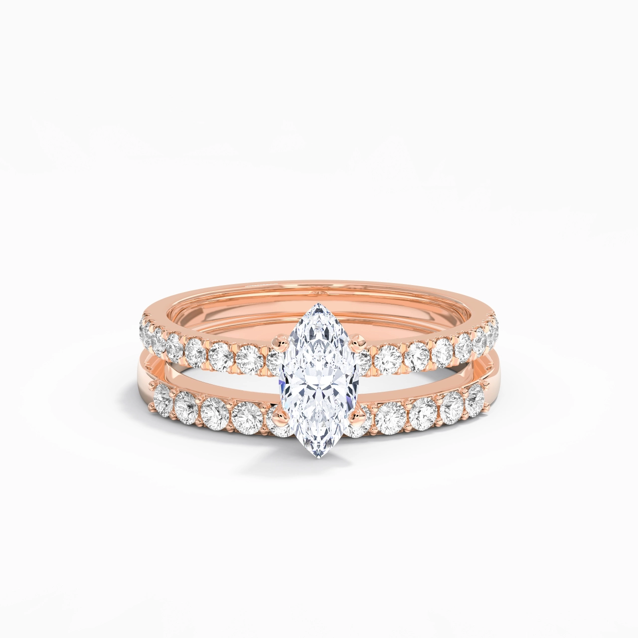 0.80ct Moissanite Wedding Ring Set 14K Rose Gold