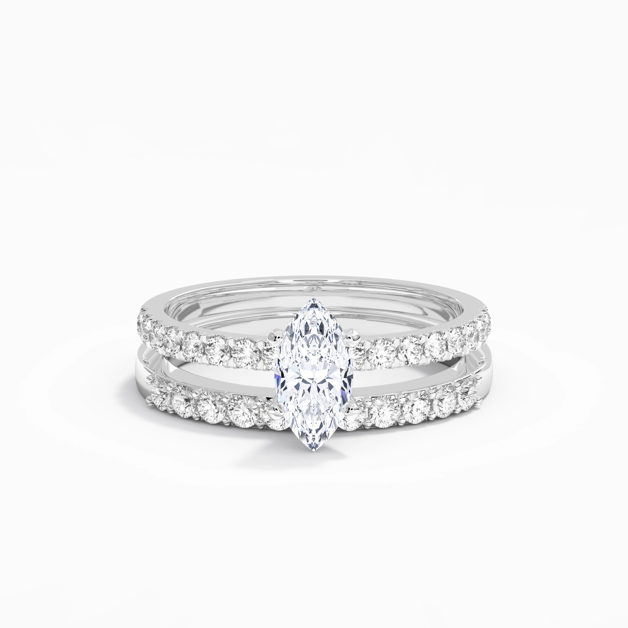 0.80ct Moissanite Wedding Ring Set 925 Sterling Silver