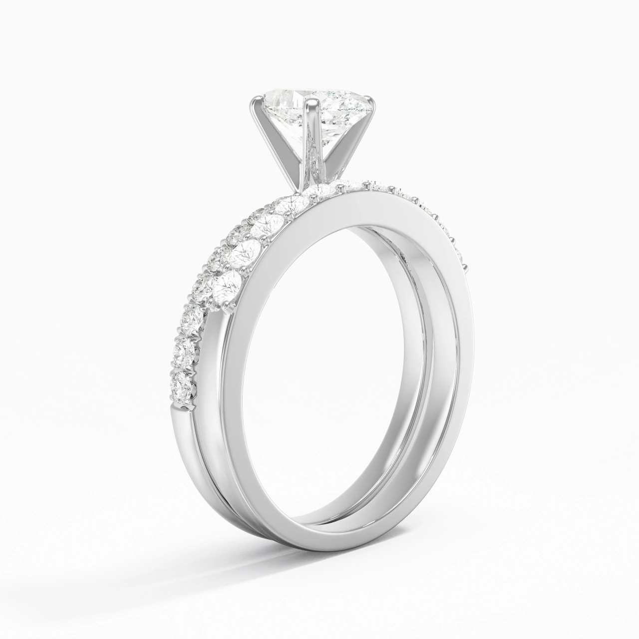 0.80ct Moissanite Wedding Ring Set 925 Sterling Silver