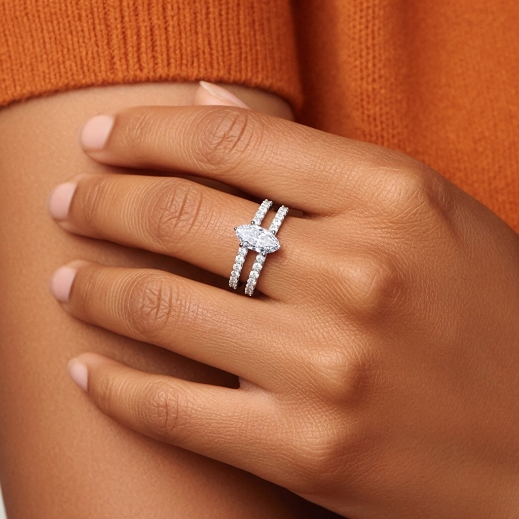 1.00ct Moissanite Wedding Ring Set Platinum