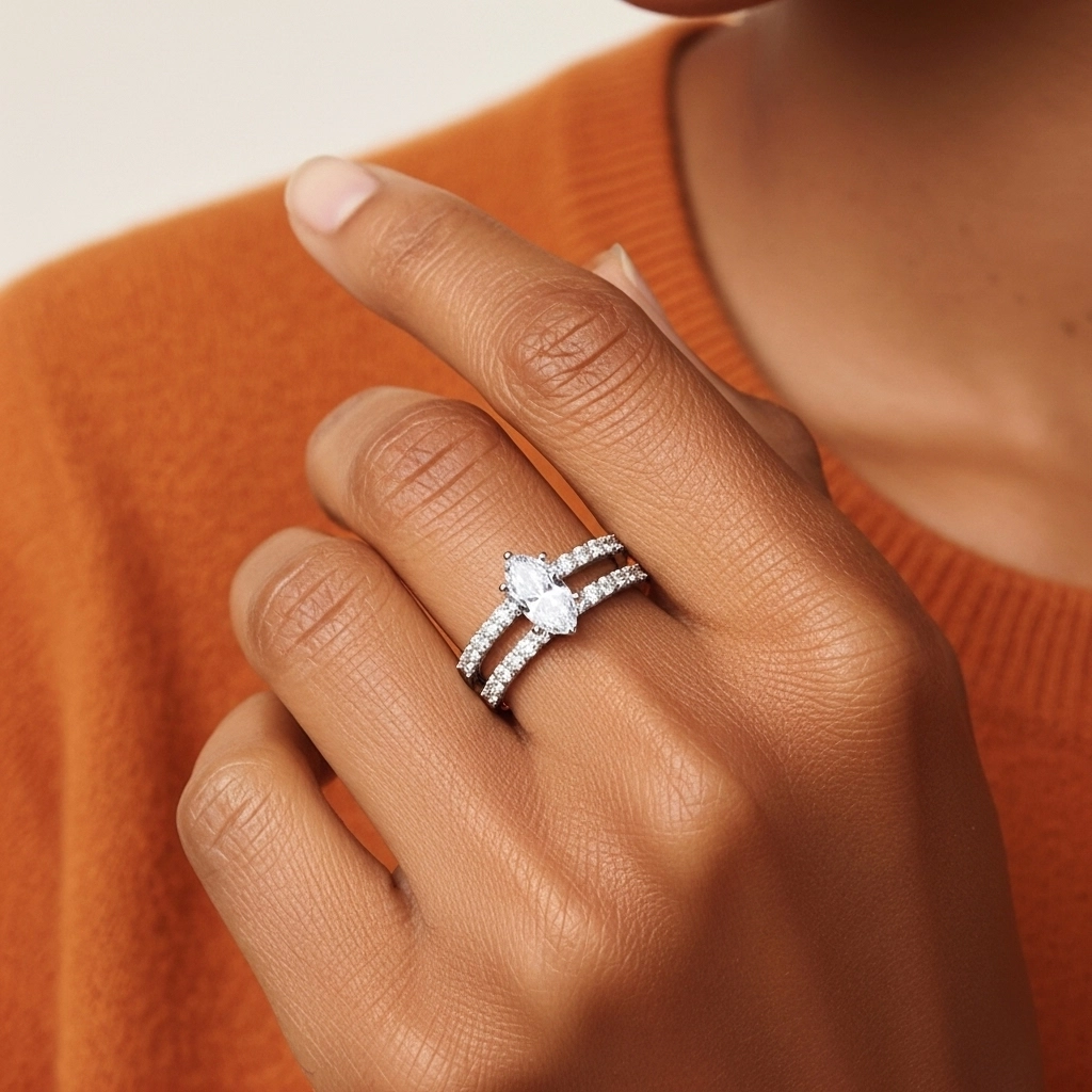 1.00ct Moissanite Wedding Ring Set Platinum