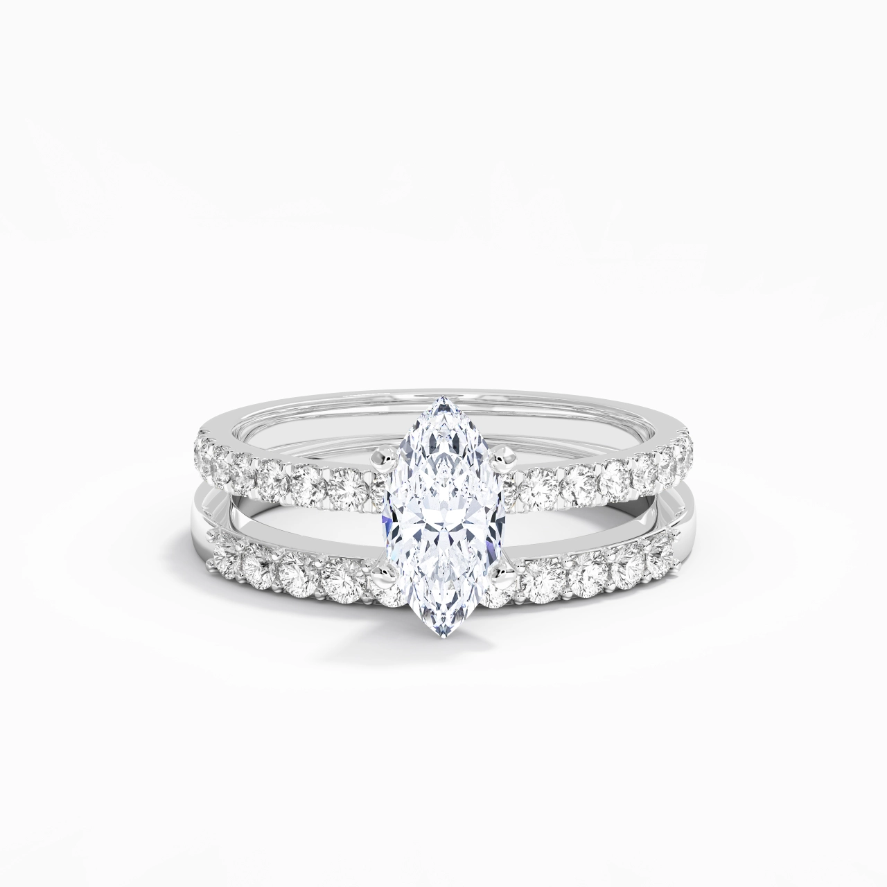 1.00ct Moissanite Wedding Ring Set 925 Sterling Silver