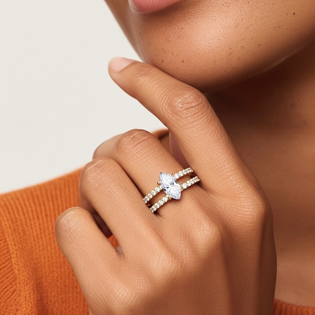 1.00ct Moissanite Wedding Ring Set 925 Sterling Silver