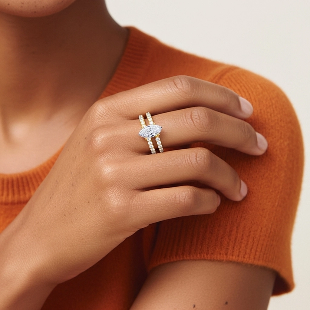 1.00ct Moissanite Wedding Ring Set 925 Sterling Silver