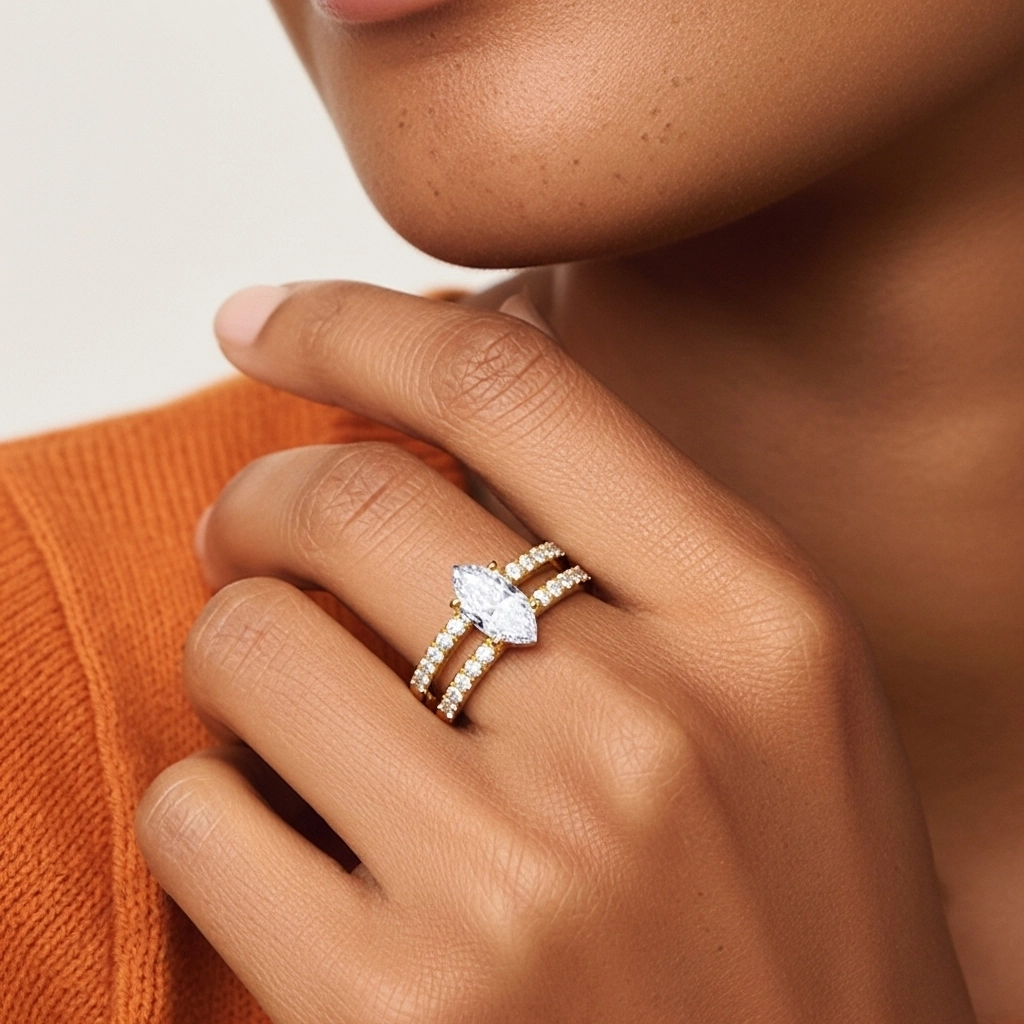 1.00ct Moissanite Wedding Ring Set 925 Sterling Silver