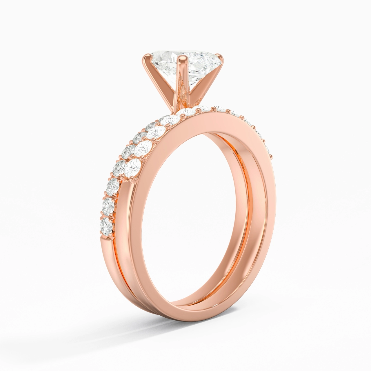 1.00ct Moissanite Wedding Ring Set 18K Rose Gold