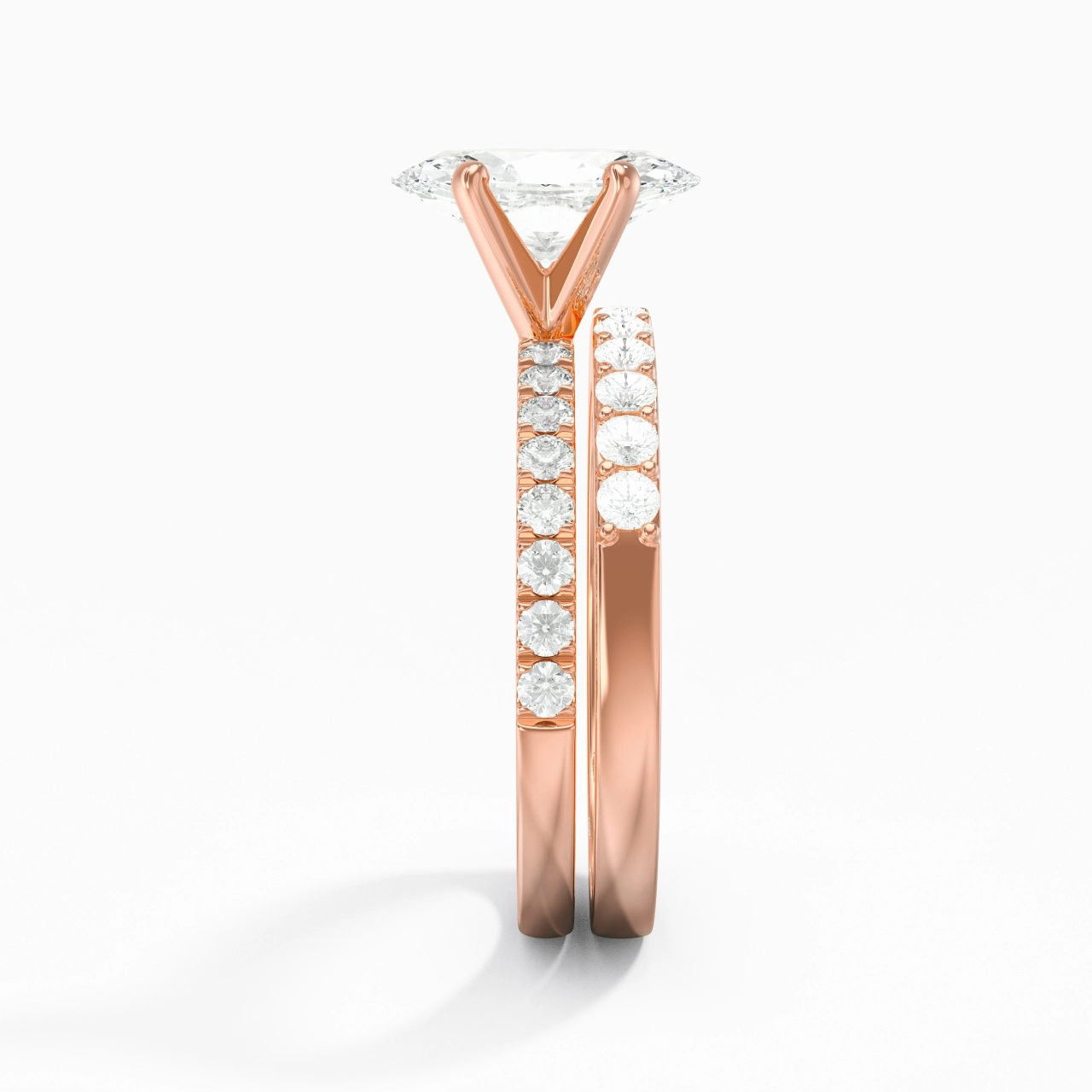 1.00ct Moissanite Wedding Ring Set 18K Rose Gold