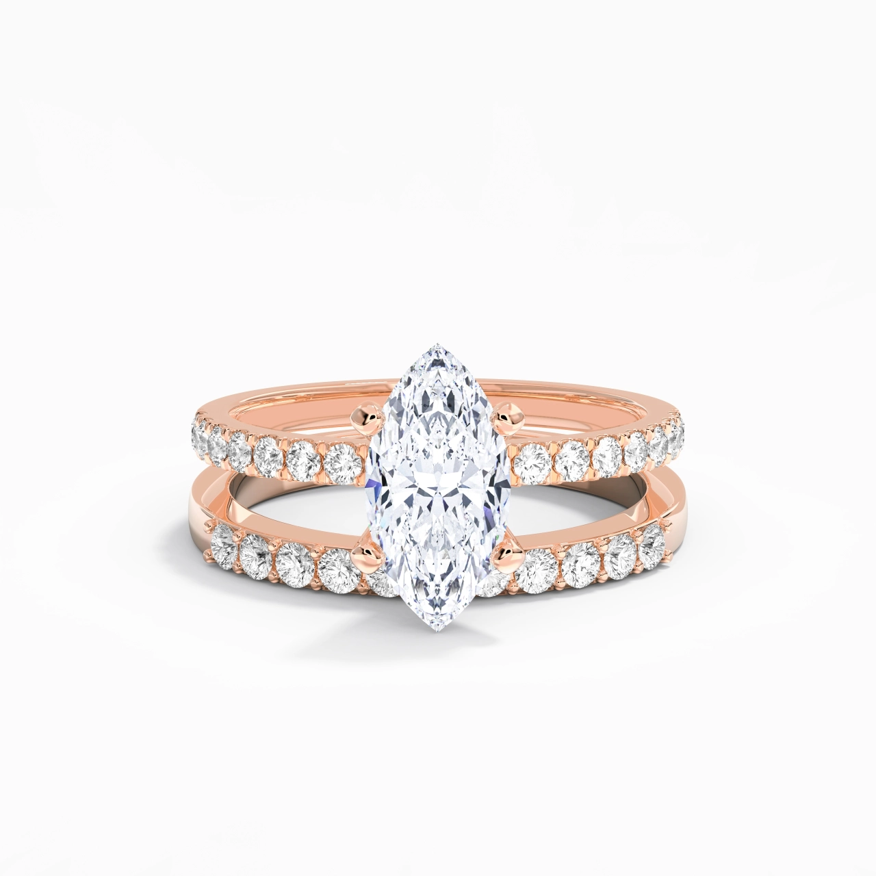2.00ct Moissanite Wedding Ring Set 14K Rose Gold