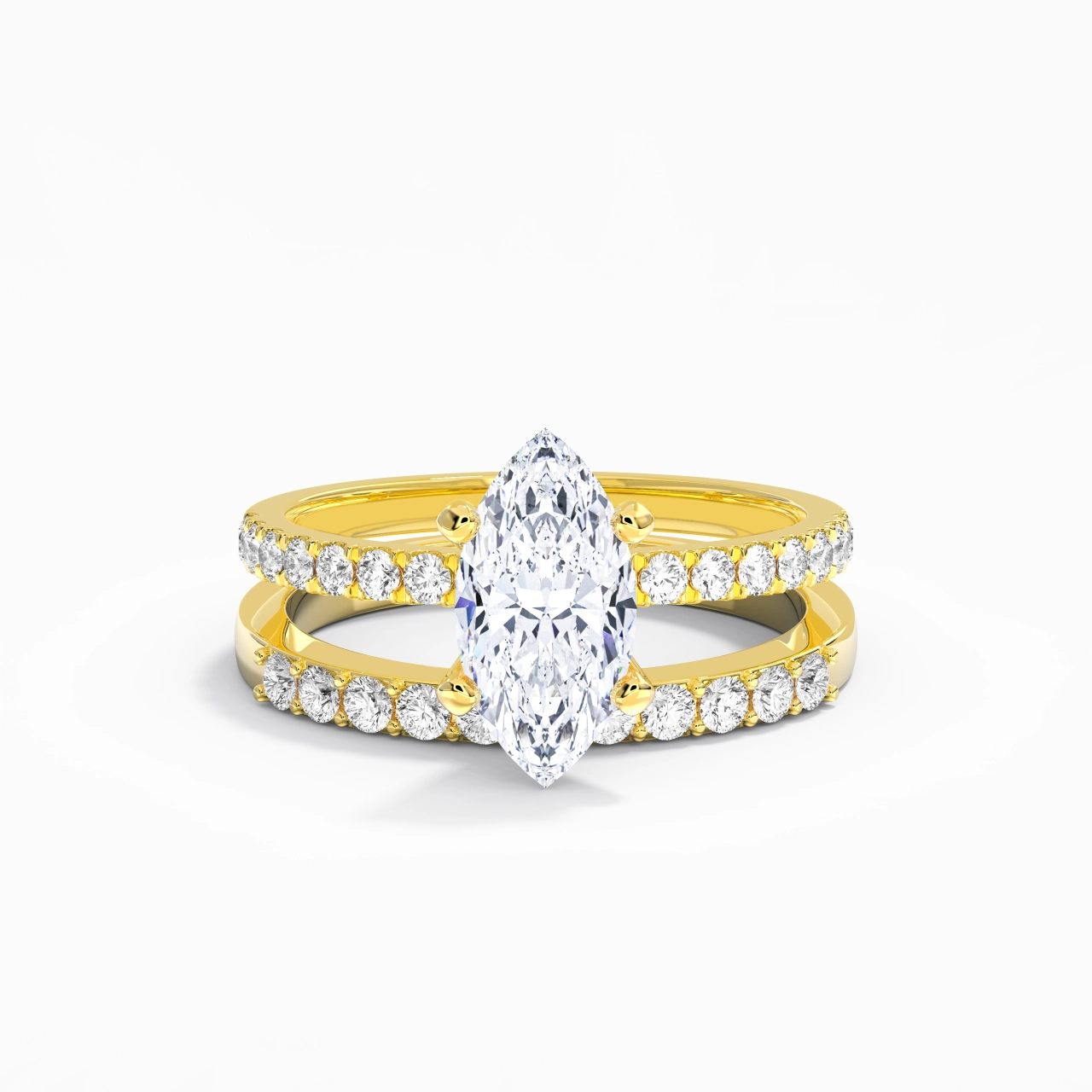 2.00ct Moissanite Wedding Ring Set 18K Gold