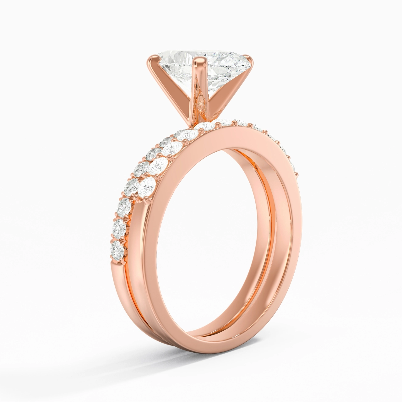 2.00ct Moissanite Wedding Ring Set 14K Rose Gold