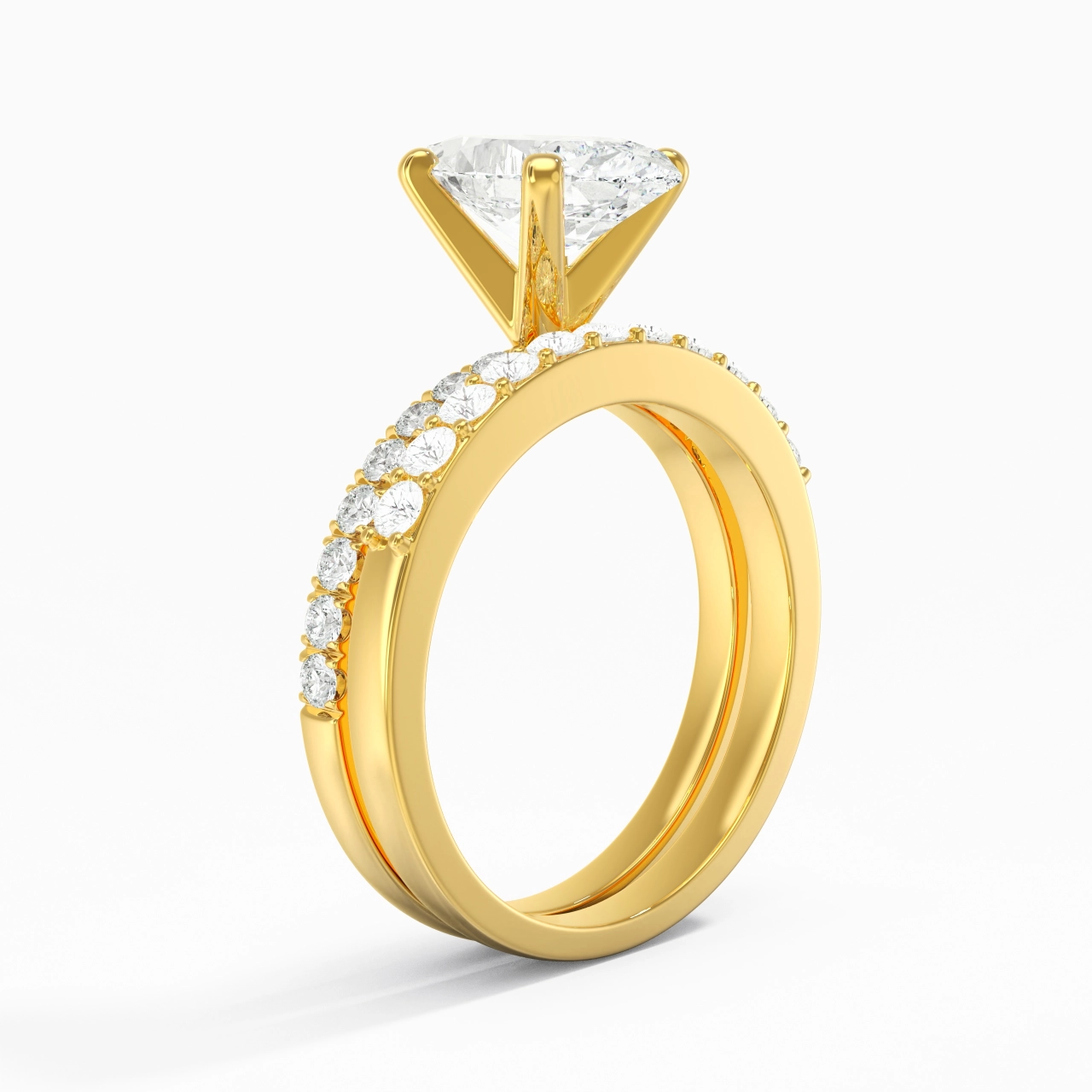 2.00ct Moissanite Wedding Ring Set 18K Gold