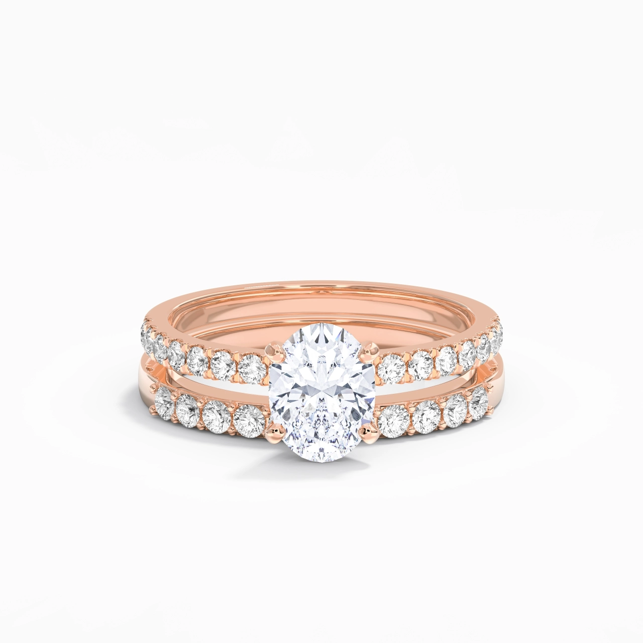 1.50ct Moissanite Wedding Ring Set 14K Rose Gold