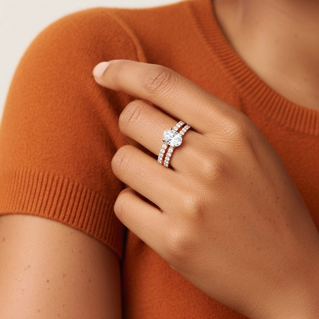 1.00ct Moissanite Ensemble d'alliances Argent sterling 925