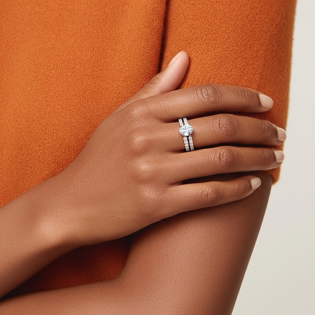 1.00ct Moissanite Wedding Ring Set 14K White Gold