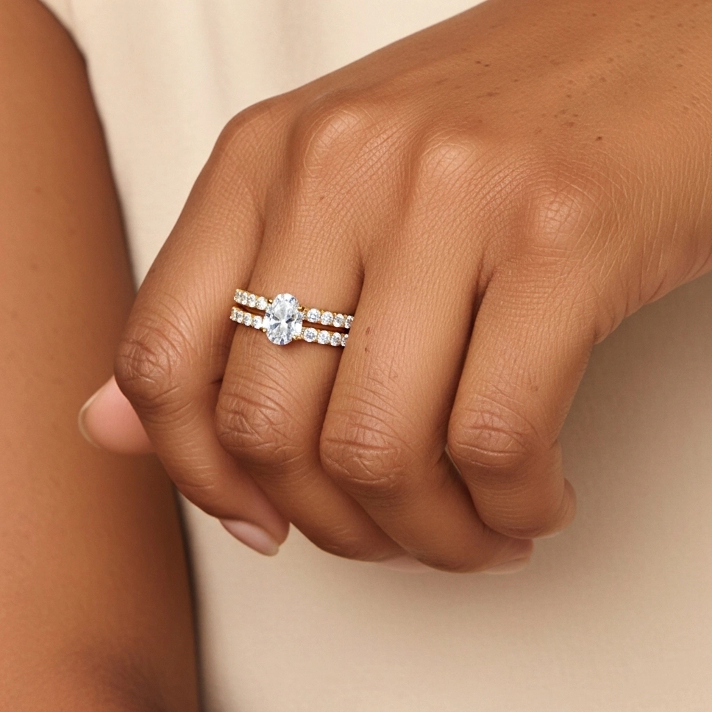 1.00ct Moissanite Ensemble d'alliances Argent sterling 925