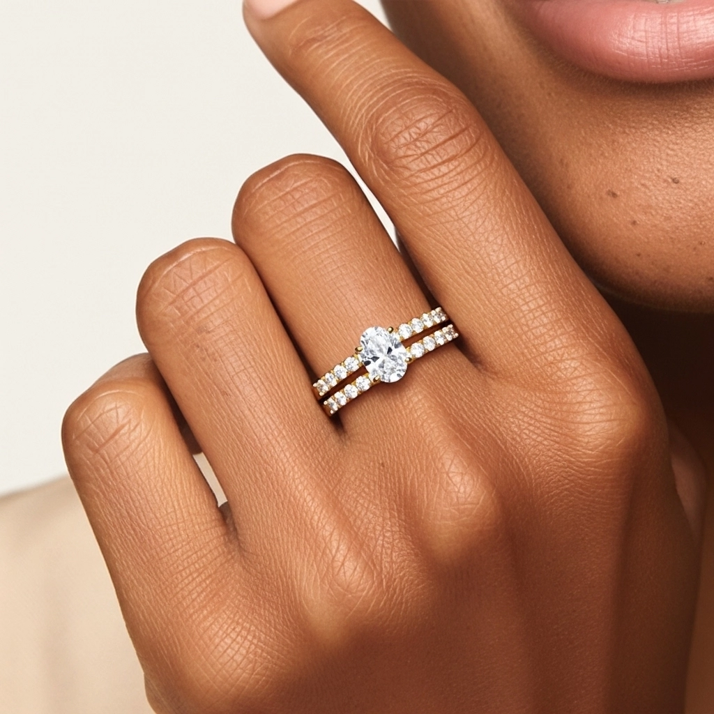 1.00ct Moissanite Ensemble d'alliances Argent sterling 925