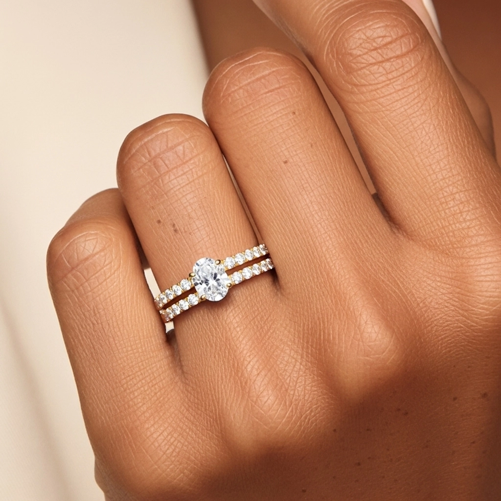 1.00ct Moissanite Ensemble d'alliances Argent sterling 925