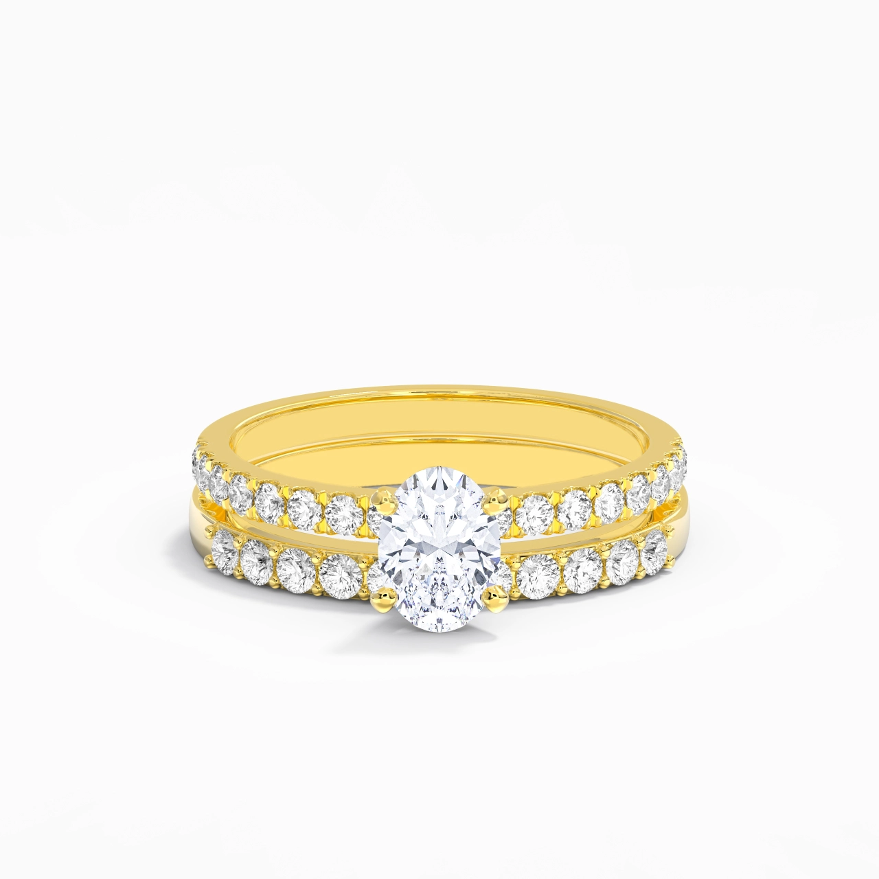 1.00ct Moissanite Wedding Ring Set 18K Gold