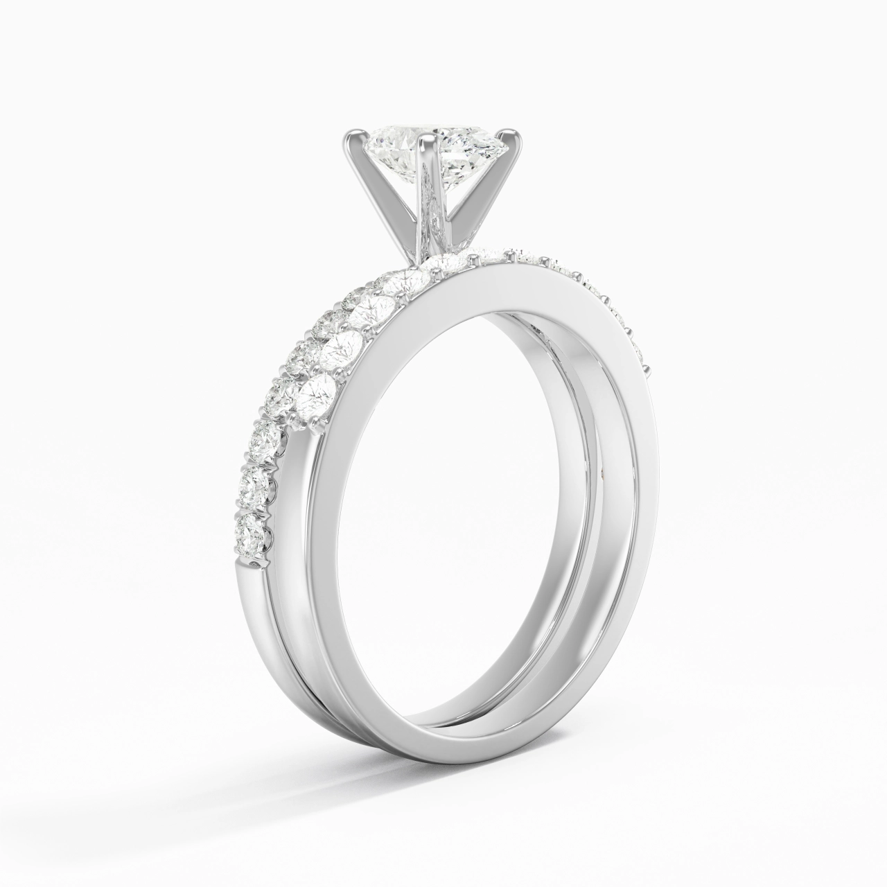 1.00ct Moissanite Wedding Ring Set 925 Sterling Silver