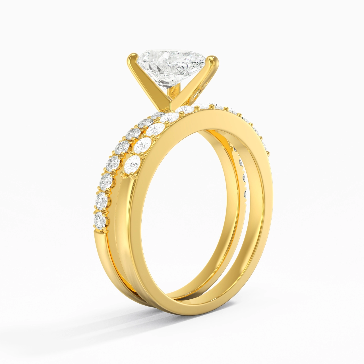 1.50ct Moissanite Wedding Ring Set 18K Gold