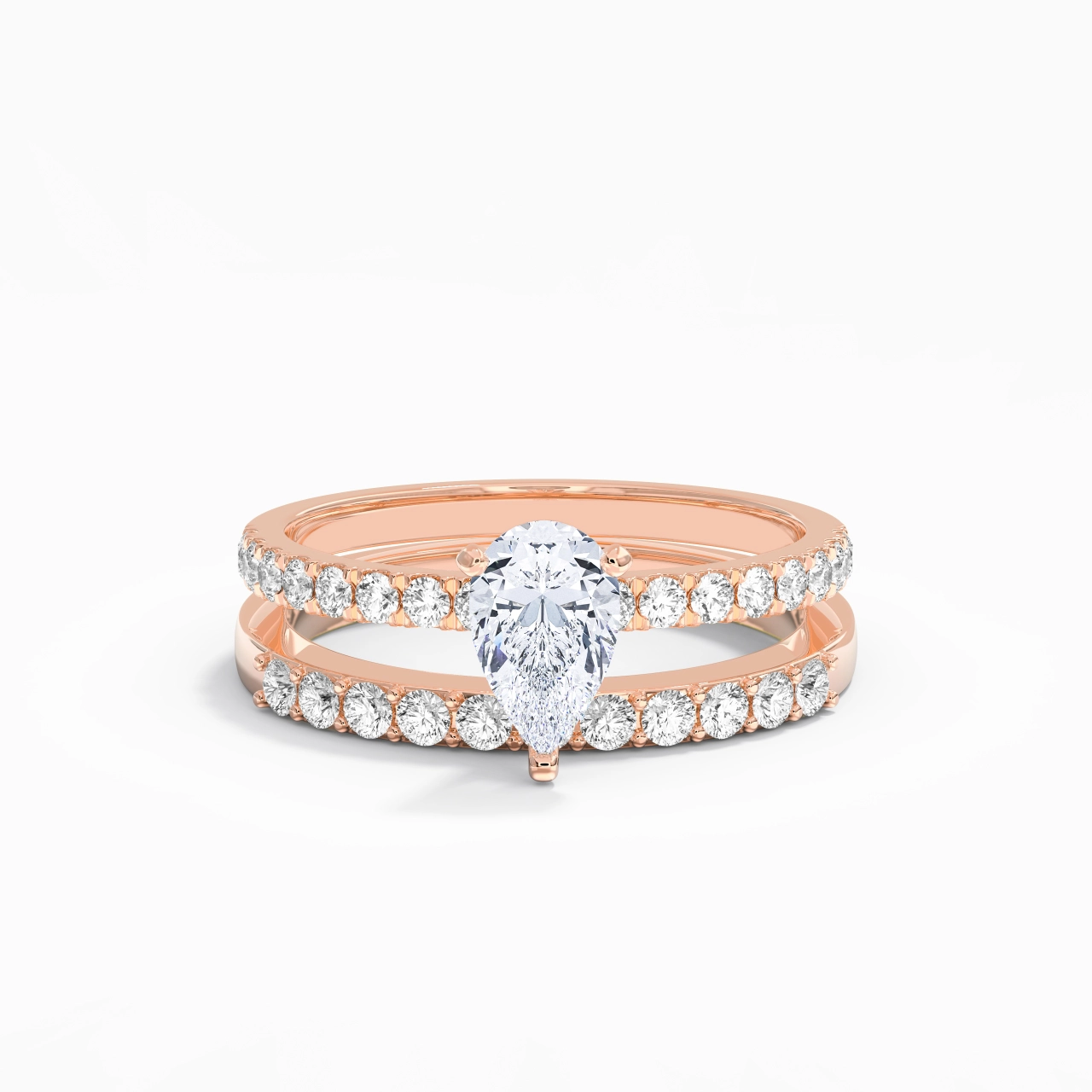 1.00ct Moissanite Wedding Ring Set 18K Rose Gold