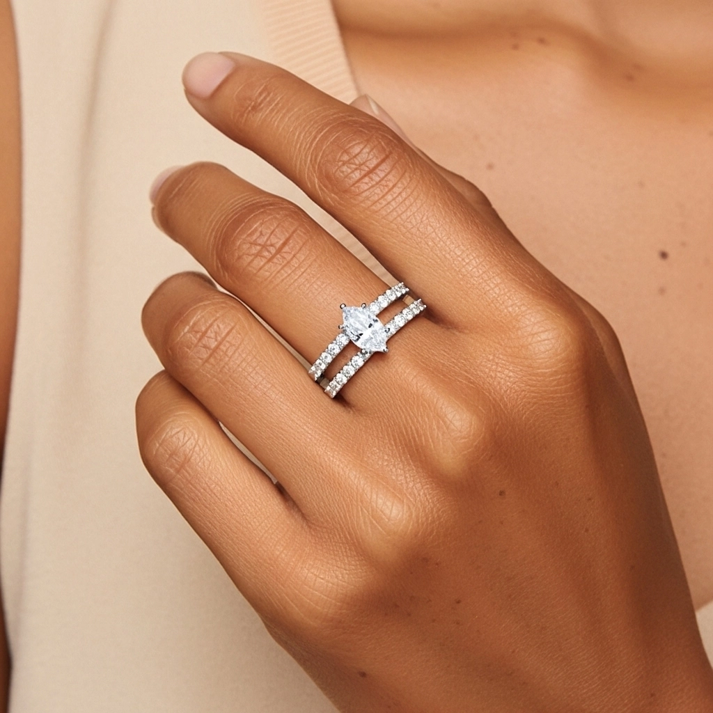 1.00ct Moissanite Wedding Ring Set 925 Sterling Silver