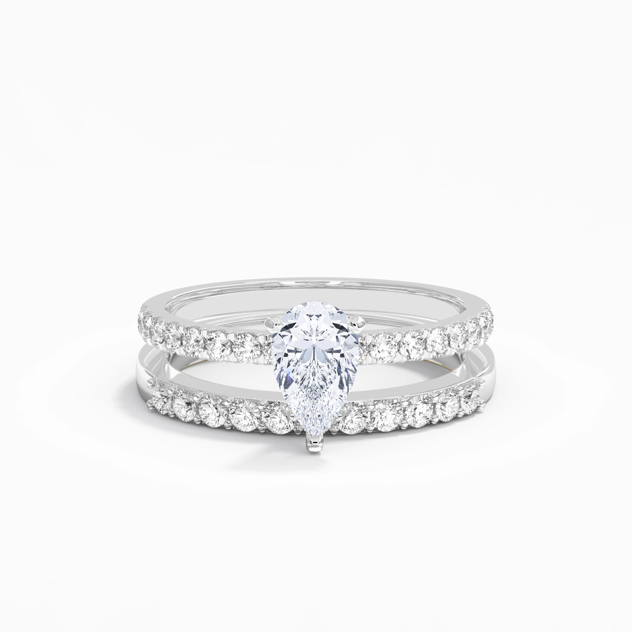 1.00ct Moissanite Wedding Ring Set 925 Sterling Silver