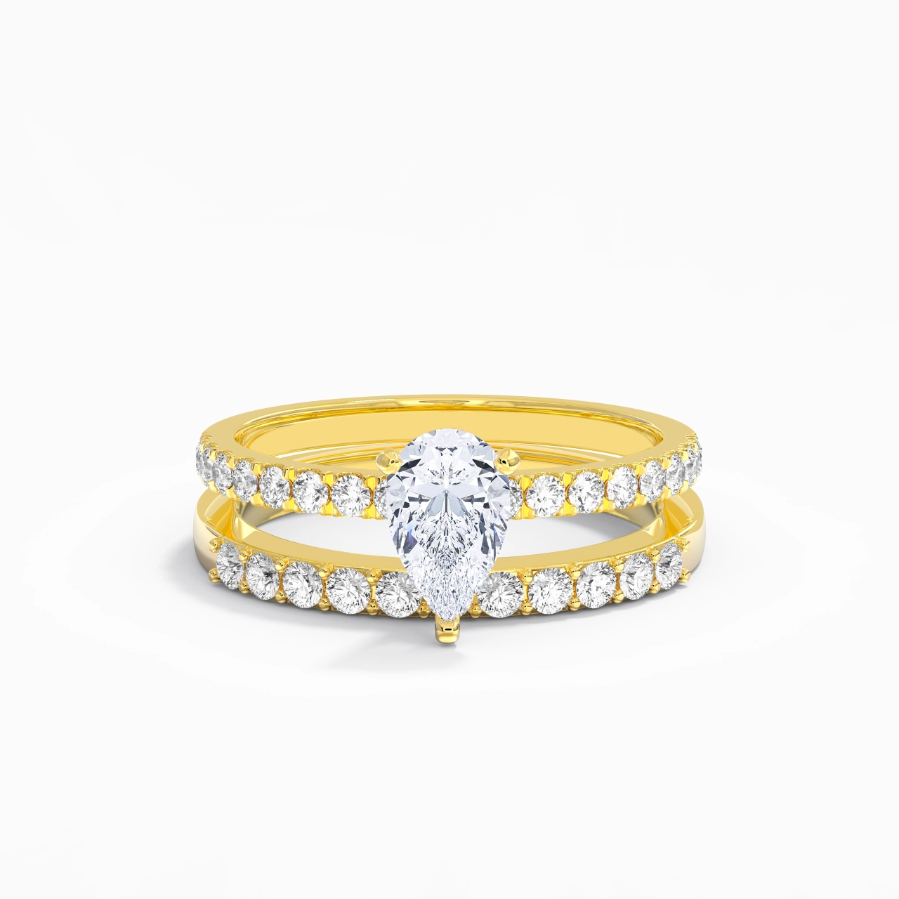 1.00ct Moissanite Wedding Ring Set 18K Gold