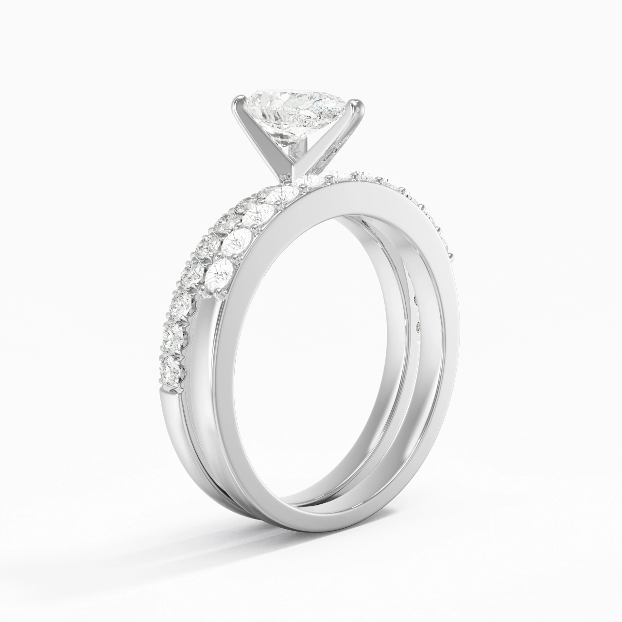 1.00ct Moissanite Wedding Ring Set 925 Sterling Silver