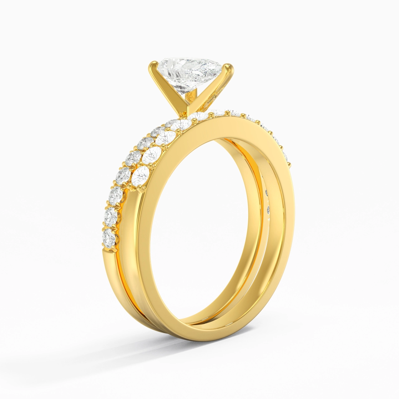 1.00ct Moissanite Wedding Ring Set 18K Gold
