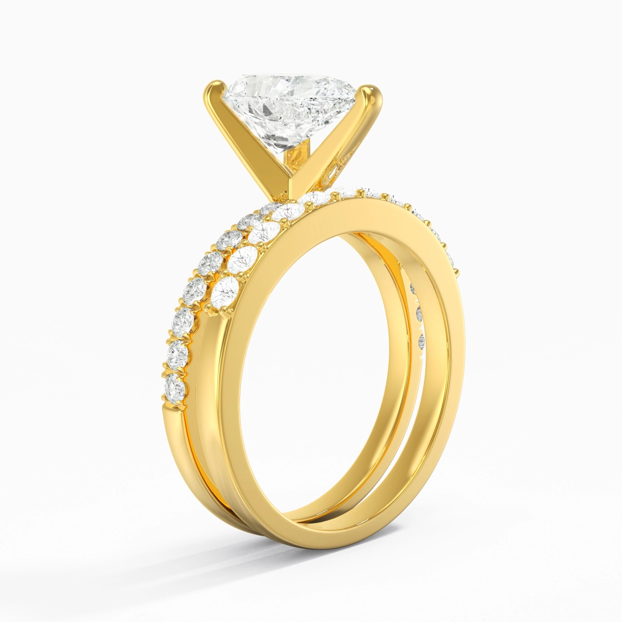 2.00ct Moissanite Wedding Ring Set 18K Gold