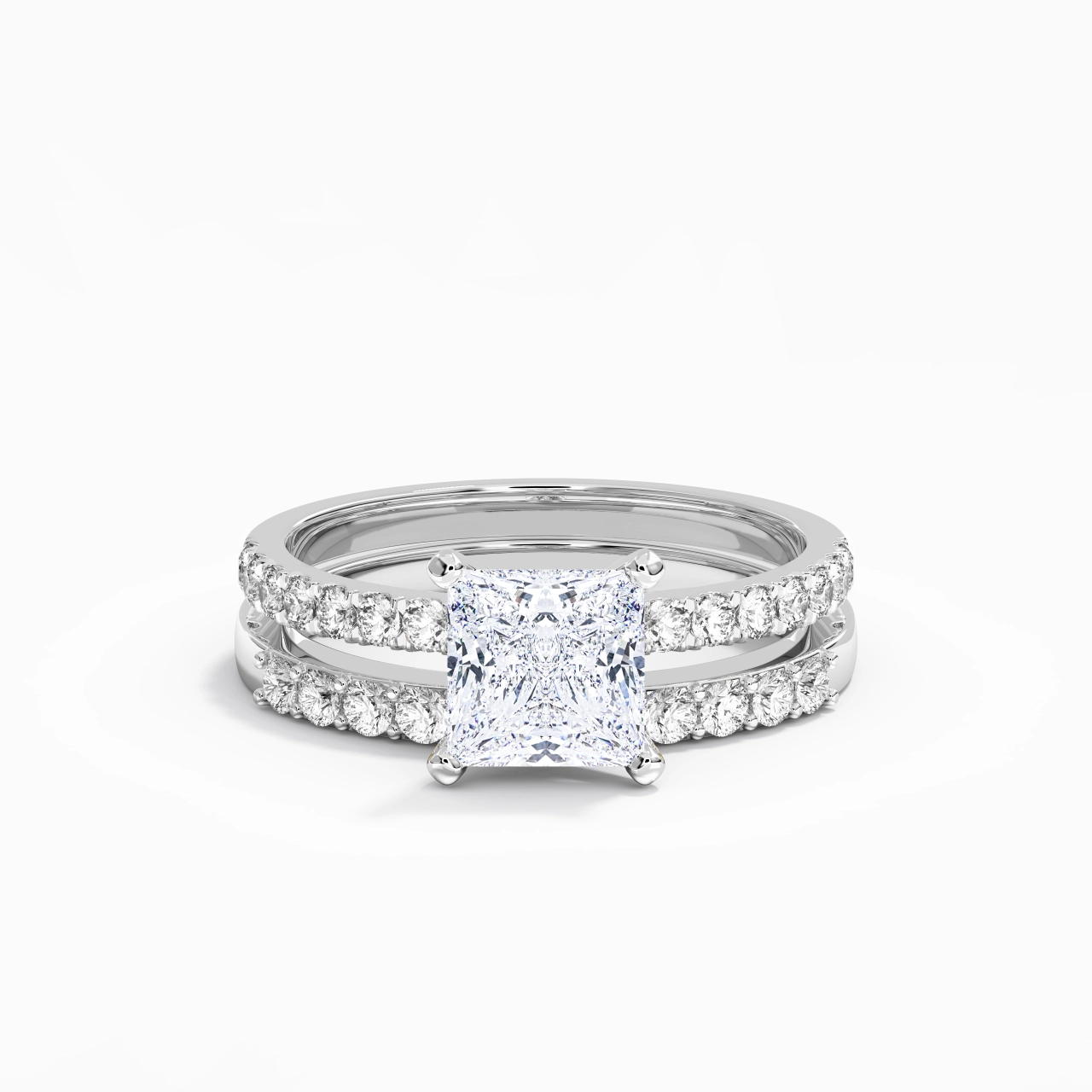 1.50ct Moissanite Wedding Ring Set 925 Sterling Silver