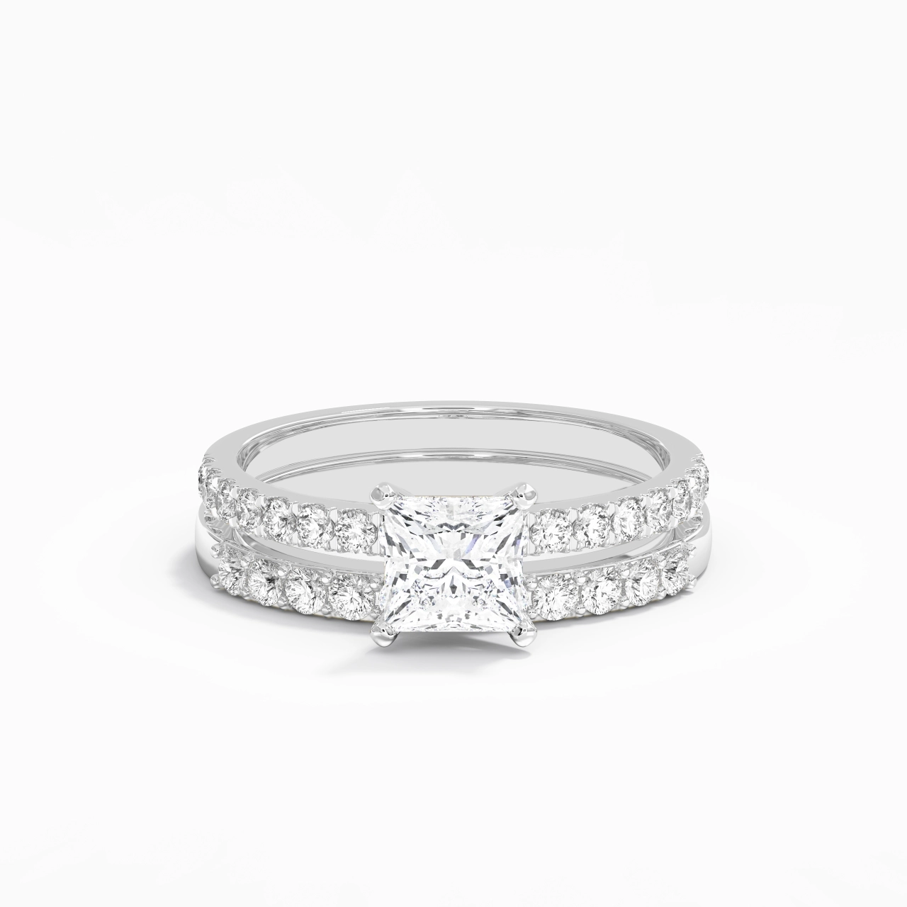 1.00ct Moissanite Wedding Ring Set 925 Sterling Silver