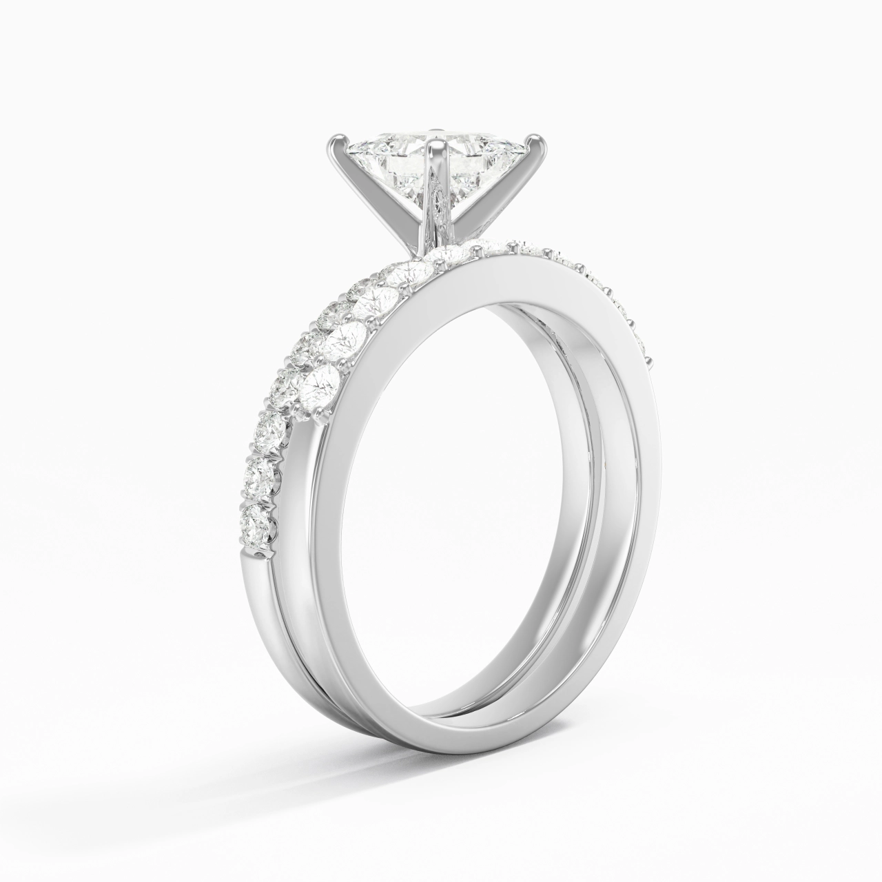 1.00ct Moissanite Wedding Ring Set 925 Sterling Silver