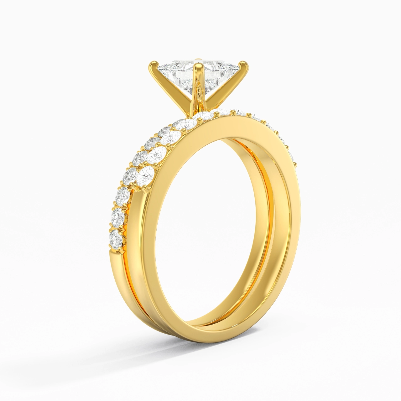 1.00ct Moissanite Wedding Ring Set 18K Gold