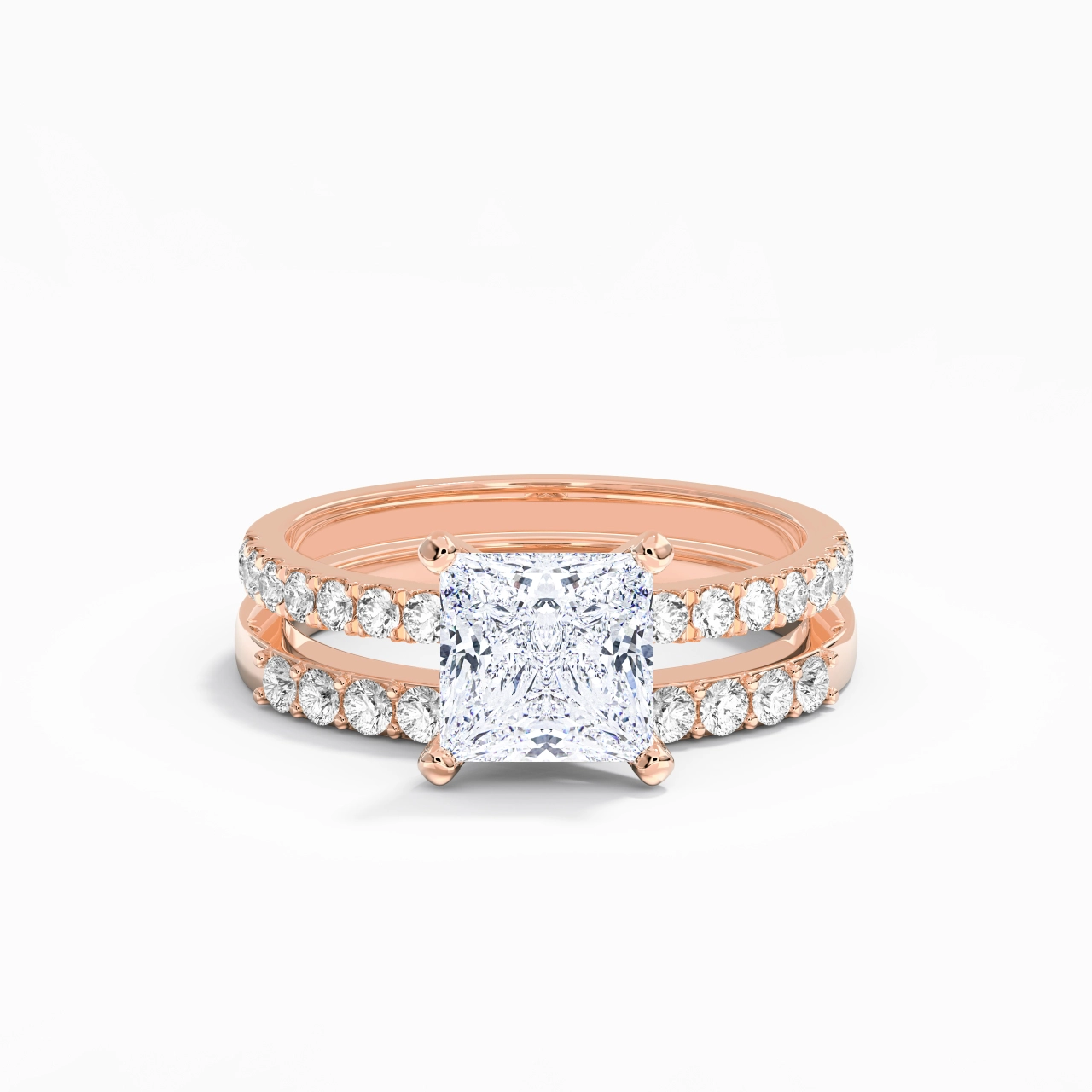 2.00ct Moissanite Wedding Ring Set 14K Rose Gold