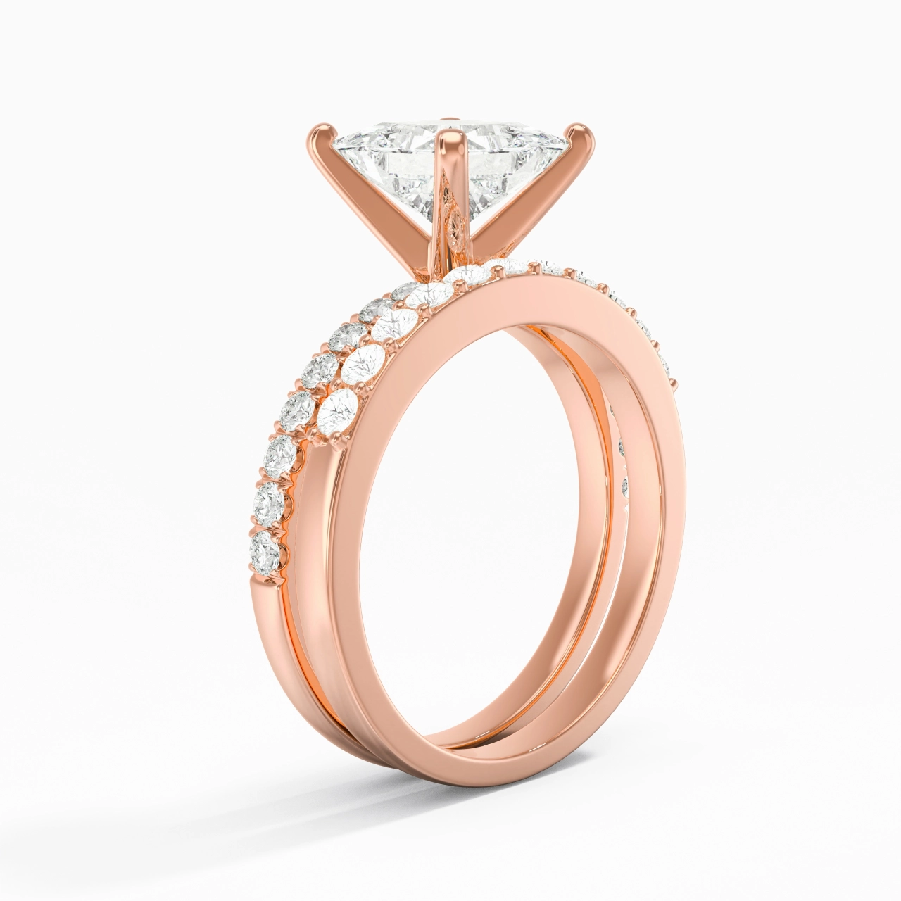 2.00ct Moissanite Wedding Ring Set 14K Rose Gold