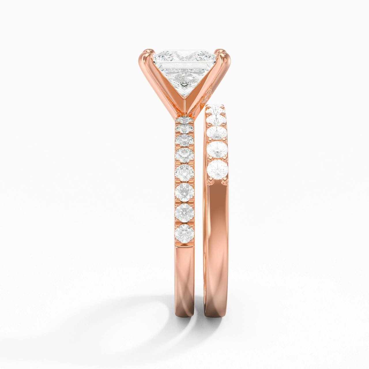 2.00ct Moissanite Wedding Ring Set 14K Rose Gold