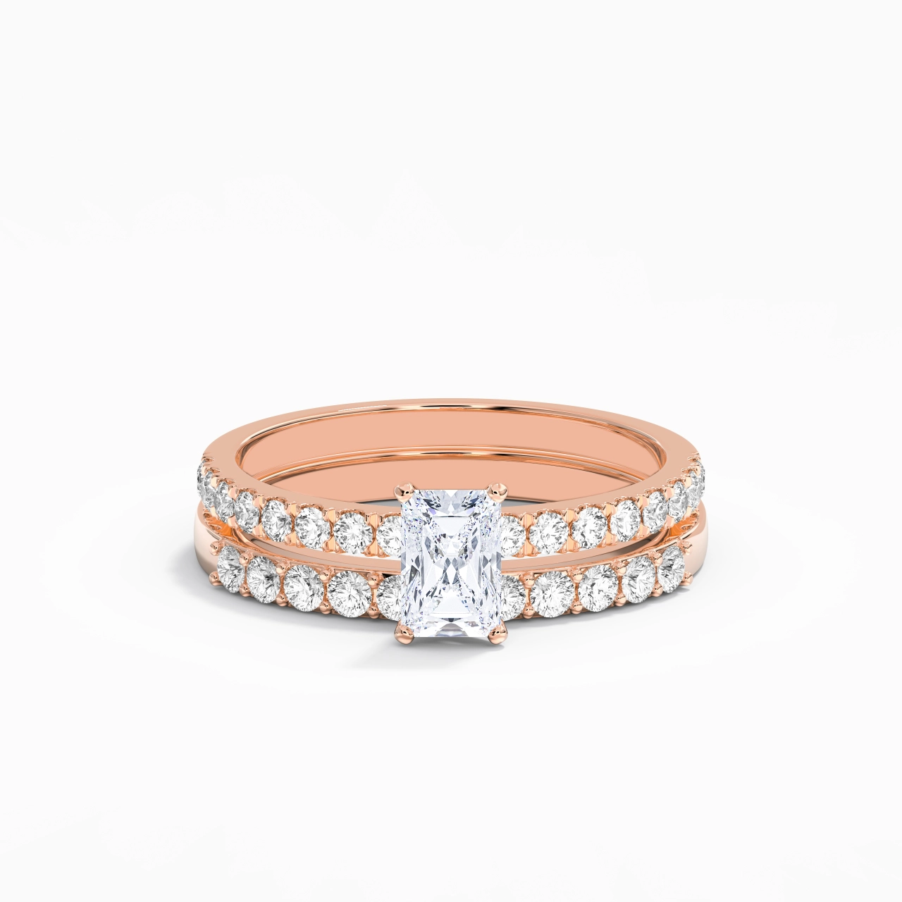 0.80ct Moissanite Wedding Ring Set 18K Rose Gold