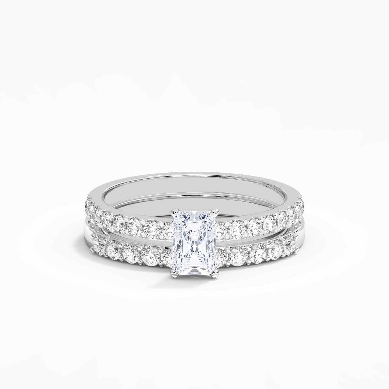 0.80ct Moissanite Wedding Ring Set 925 Sterling Silver