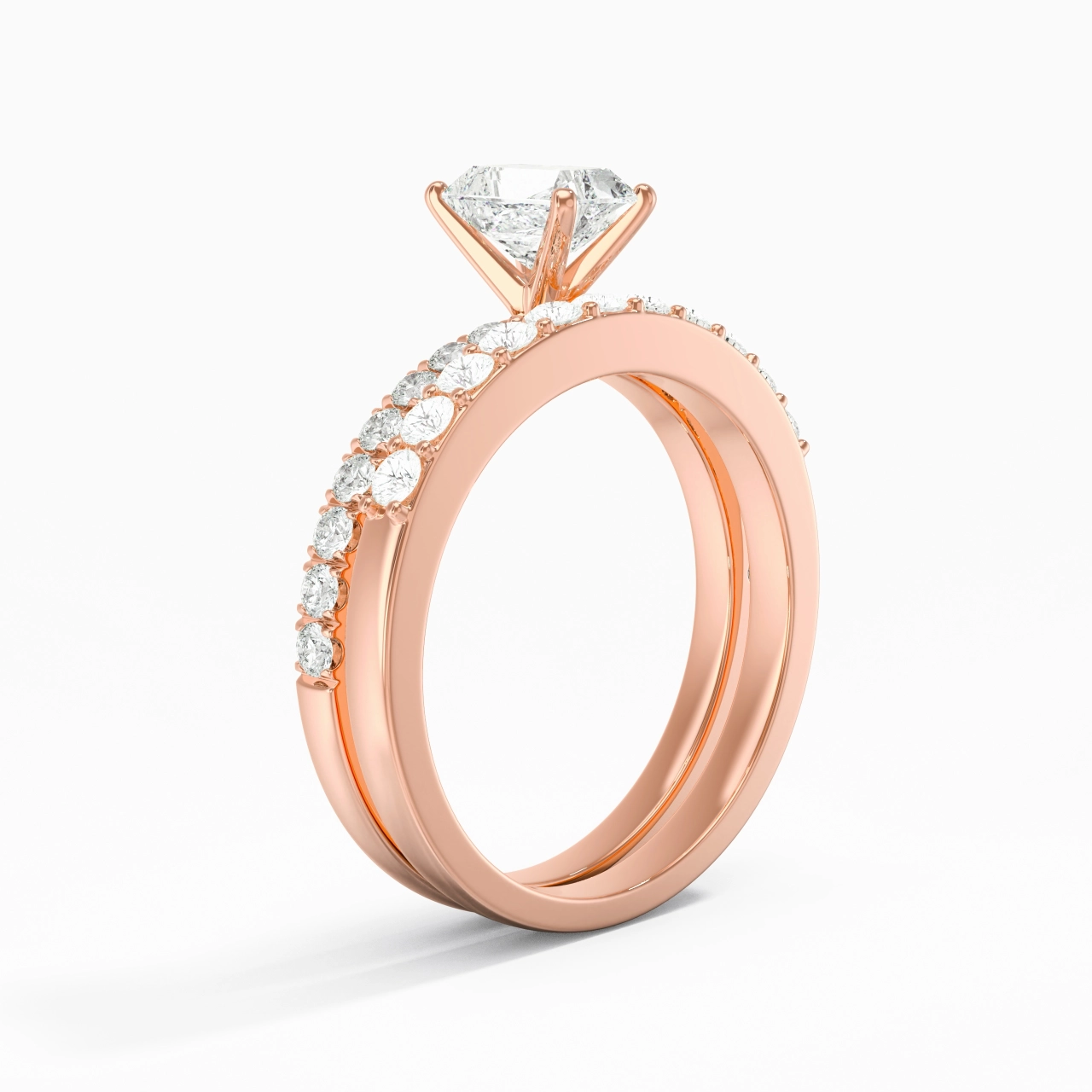0.80ct Moissanite Wedding Ring Set 18K Rose Gold