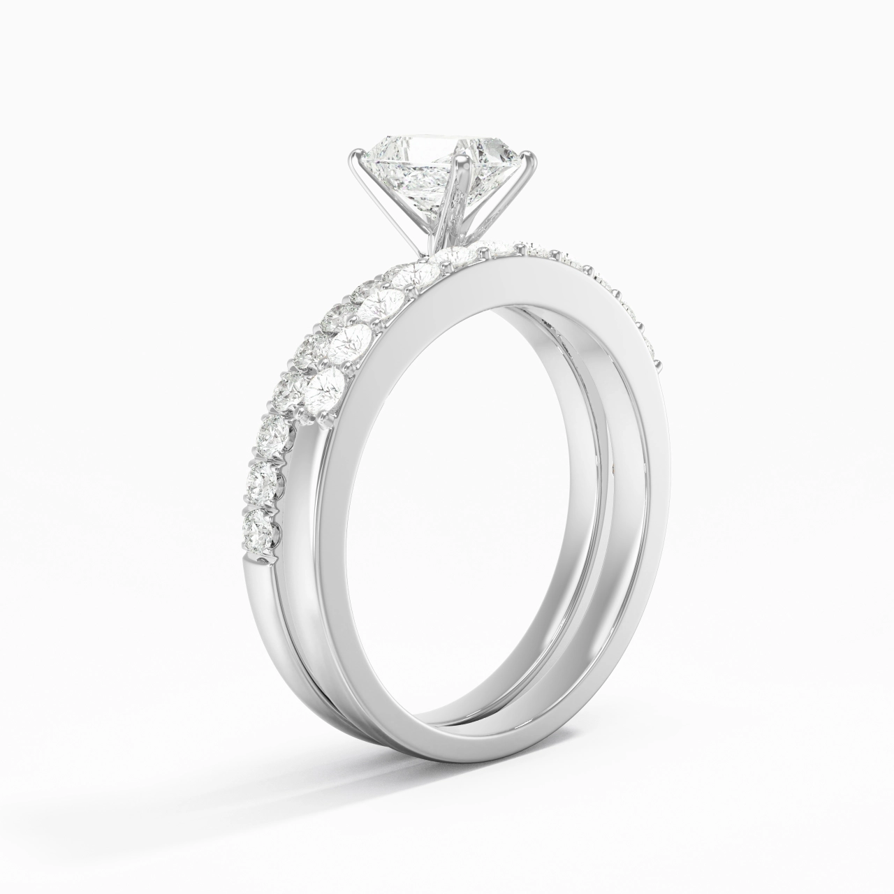 0.80ct Moissanite Wedding Ring Set 925 Sterling Silver