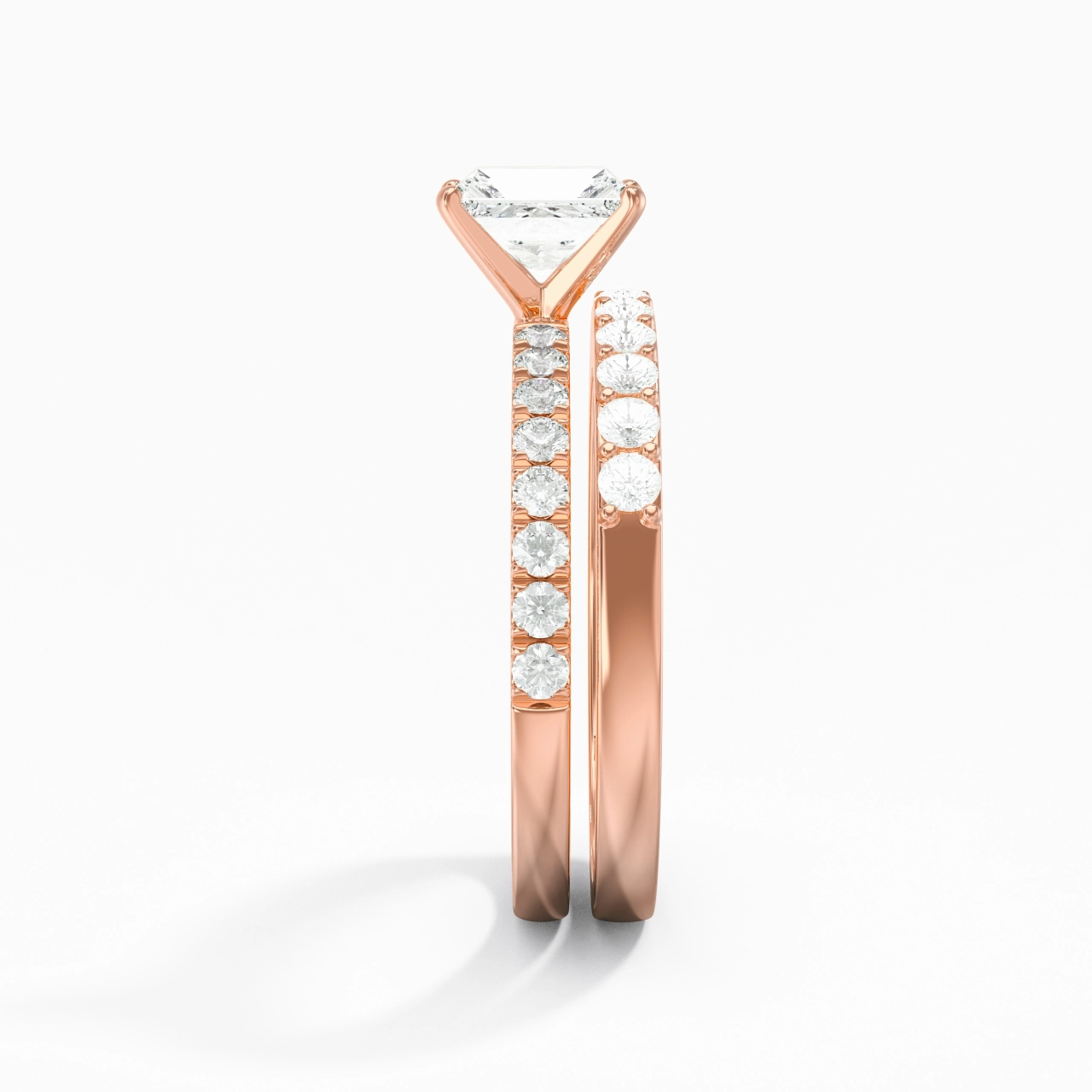 0.80ct Moissanite Wedding Ring Set 18K Rose Gold