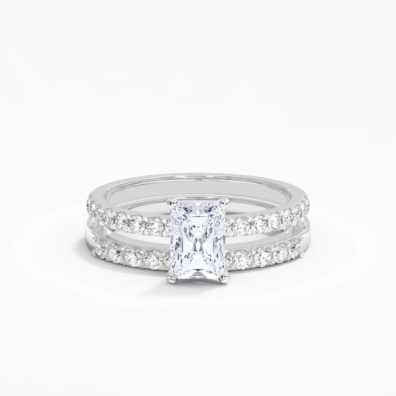 1.00ct Moissanite Wedding Ring Set 925 Sterling Silver