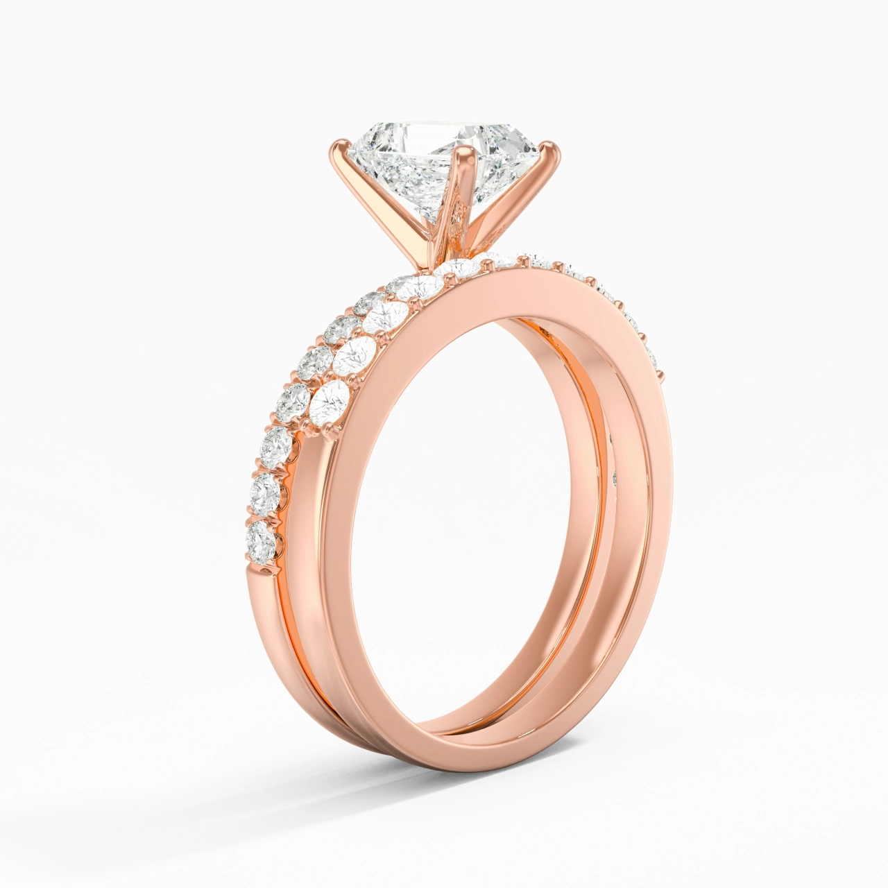1.00ct Moissanite Wedding Ring Set 14K Rose Gold