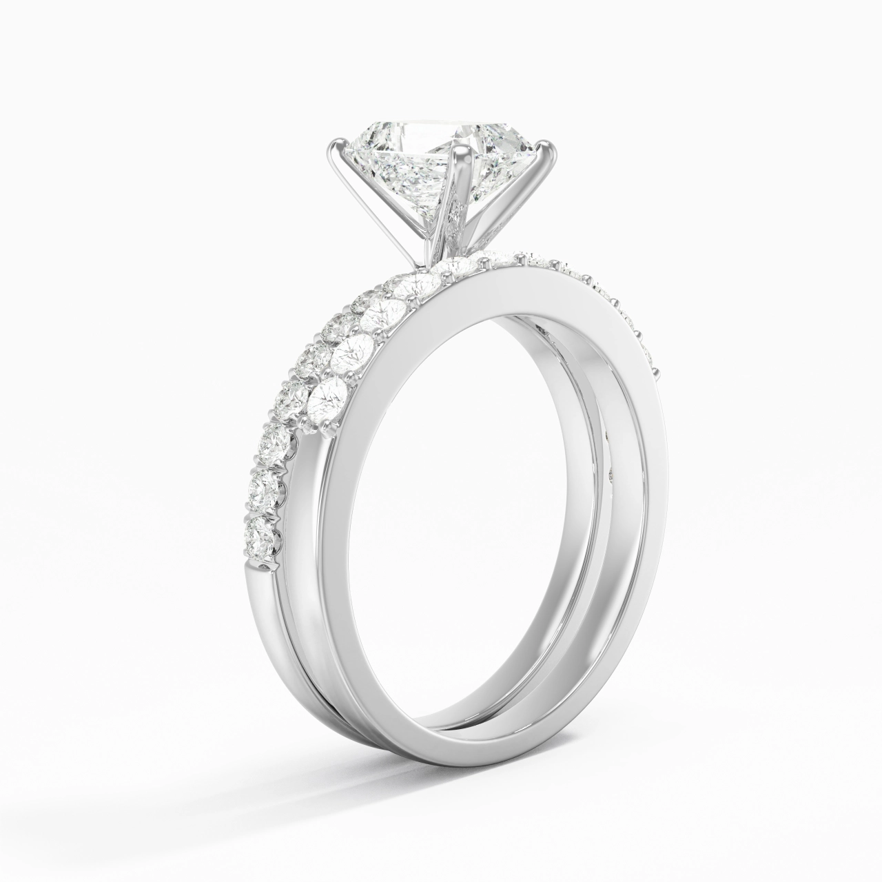 1.00ct Moissanite Wedding Ring Set 925 Sterling Silver
