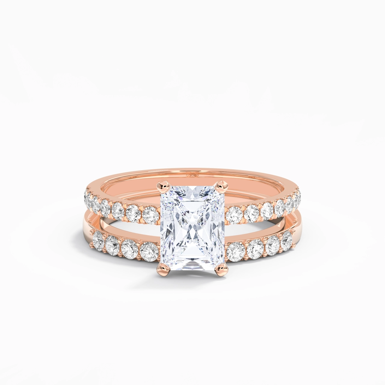 2.00ct Moissanite Wedding Ring Set 18K Rose Gold