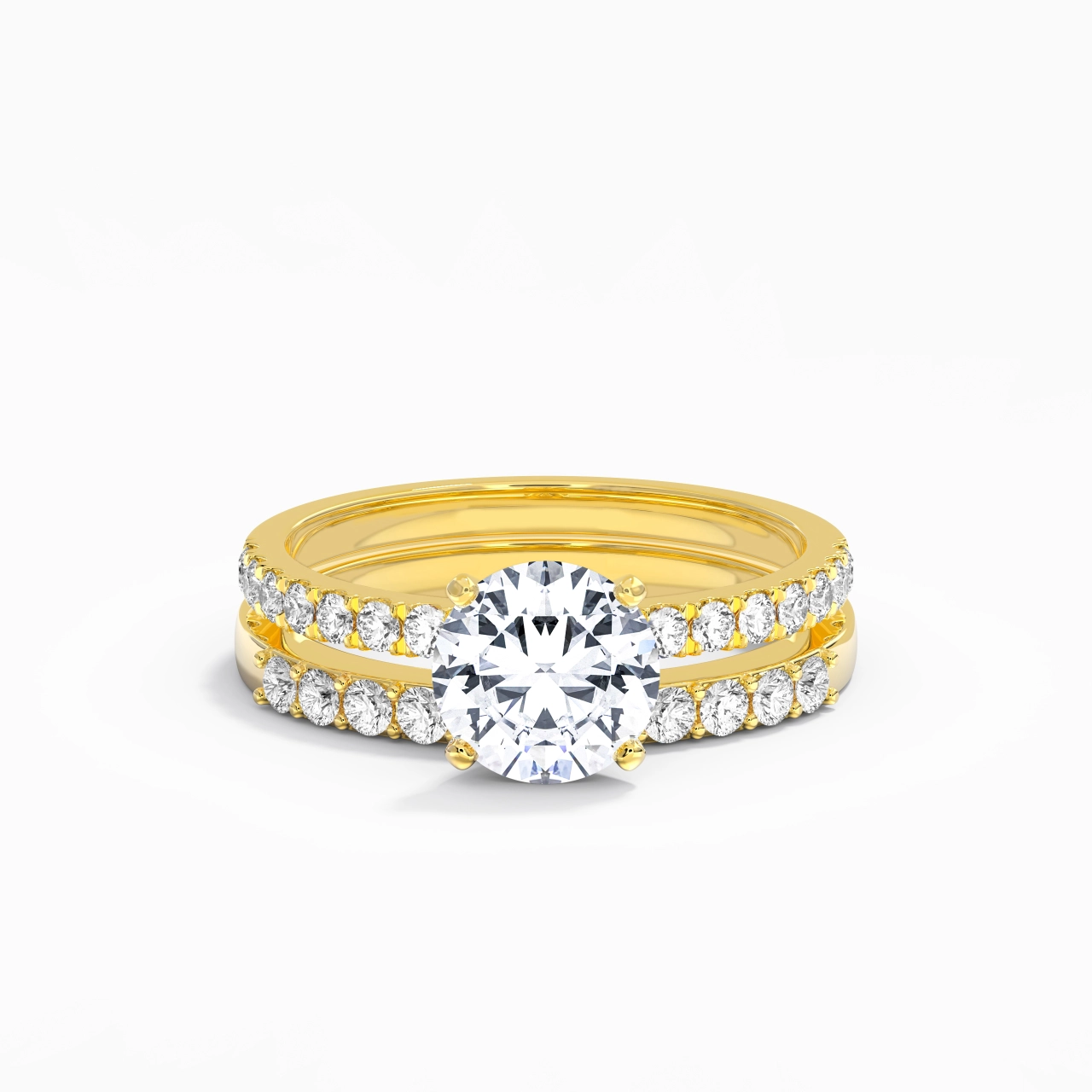 1.50ct Moissanite Wedding Ring Set 18K Gold