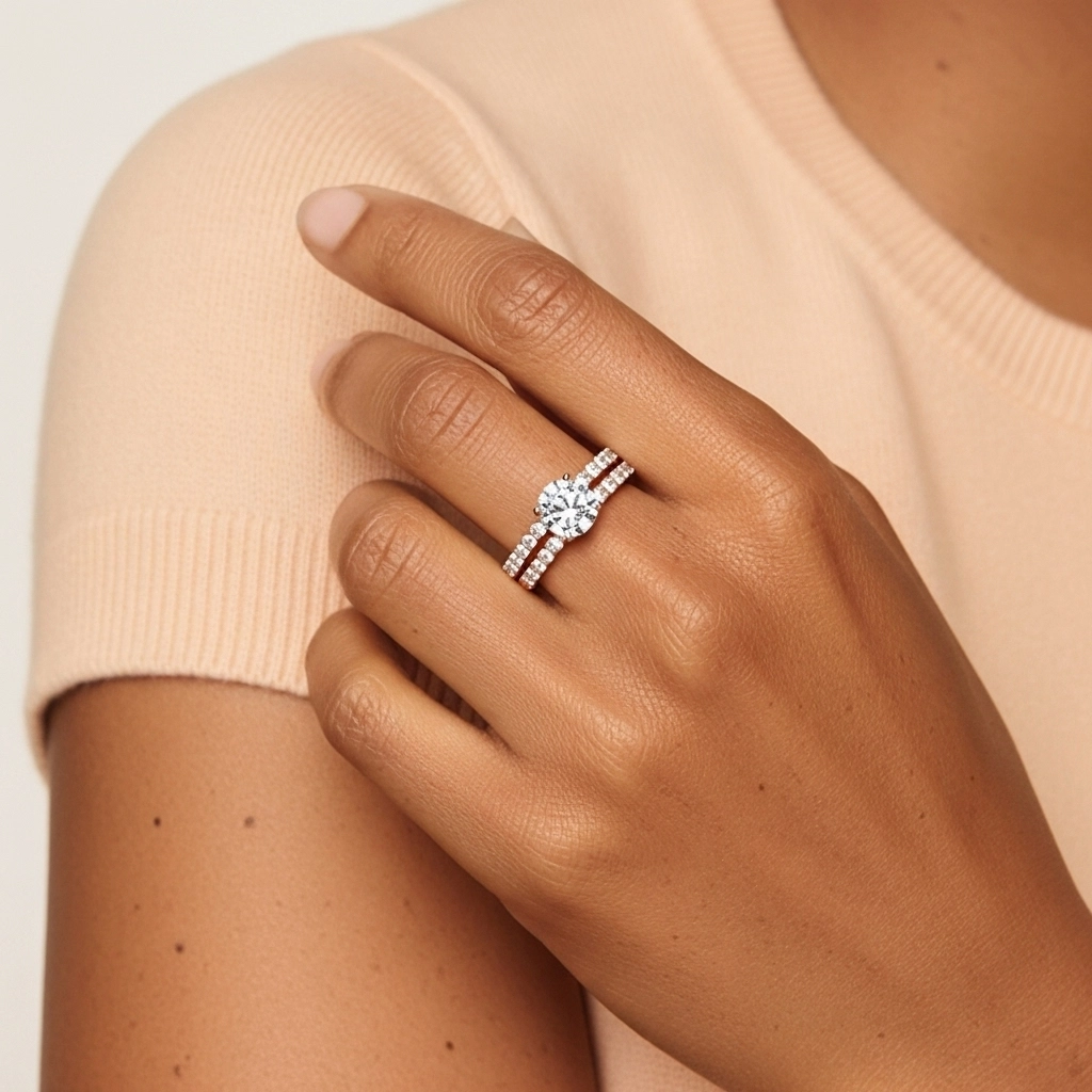 1.00ct Moissanite Wedding Ring Set 925 Sterling Silver